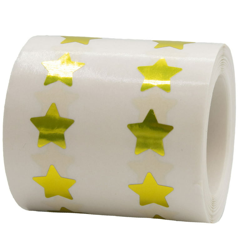 Metallic Gold Star Stickers, 1/2 Inch Wide, 1000 Labels on a Roll