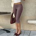 thumbnail image 6 of Women Y2K Fold Over Capri Leggings Elastic High Waist Knee Length Stretch Yoga Pants Slim Fit Going Out Crop Trouser, L, 6 of 8