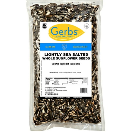 Lightly Sea Salted Sunflower Seed In Shell by Gerbs - 2 LBS - Top 14 Food Allergen Free & Non GMO - Dry Roasted