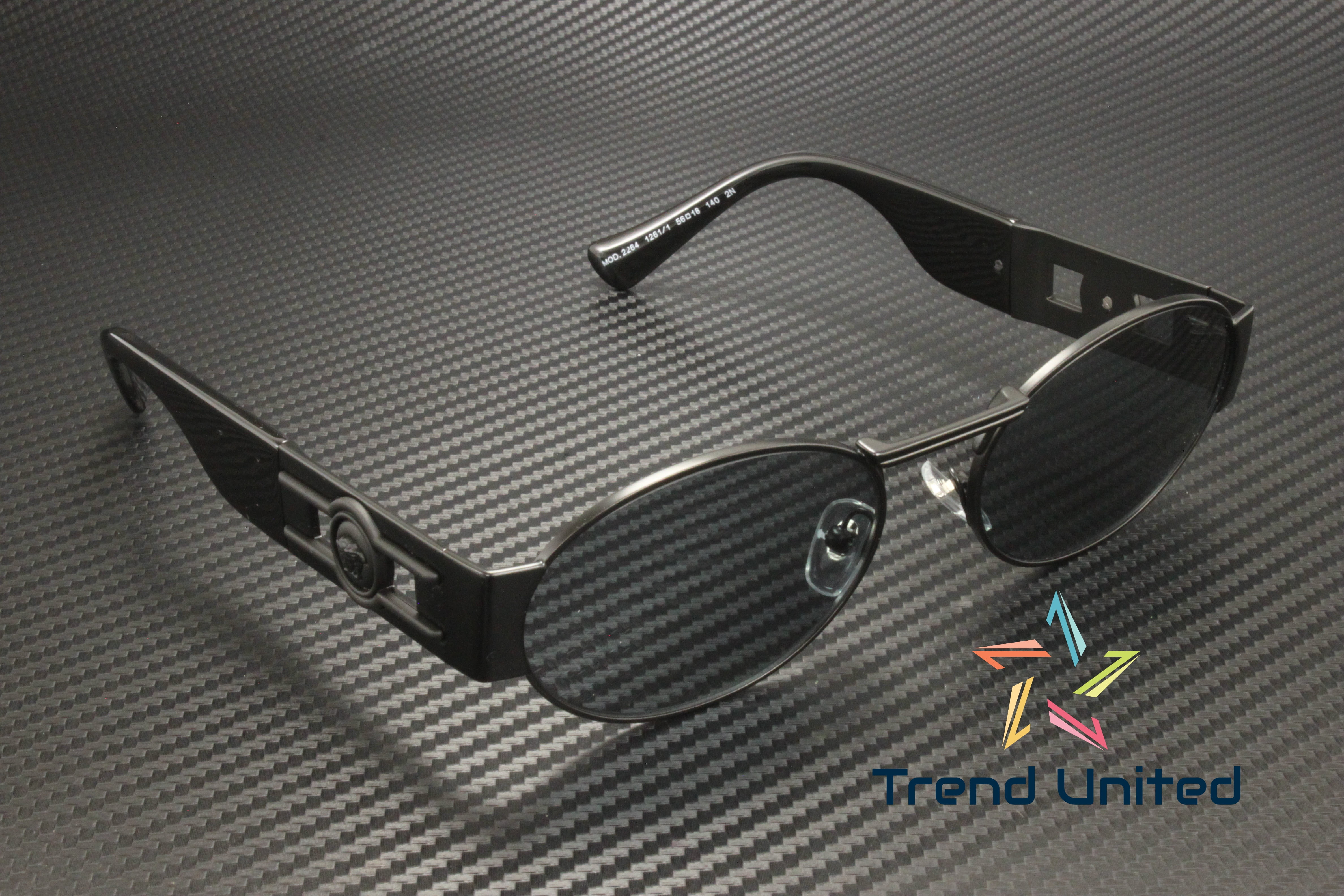 Versace ICONIC VE 2264 Metal Unisex Oval Sunglasses Matte Black 56mm Adult