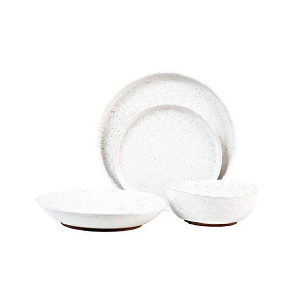 Sango Kaya 16-Piece Ceramic Dinnerware Set with Round Plates and Bowls, White