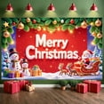 thumbnail image 3 of Red Background Christmas Banner Star Pattern Xmas Banner Snowman Design Santa Claus Print Holiday Banner for Christmas Party Home Decoration Indoor Celebration, 3 of 9