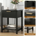thumbnail image 6 of Aufeile Fluted Nightstand with Charging Station, Bedside Table with Drawer & Open Shelf, Small Wood Nightstand with 2 AC Outlets USB & Type-C, Bedroom Side Table, Black, 6 of 6