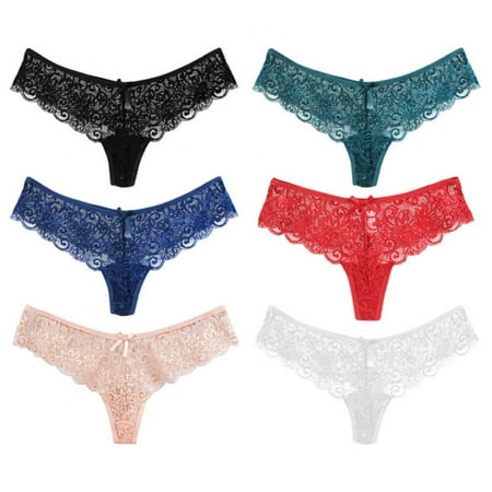 

Xmarks Women Sexy Panties Floral Lace Briefs Thongs See-through Panties Low-waist Underwear Soft Breathable Briefs(6-Packs)