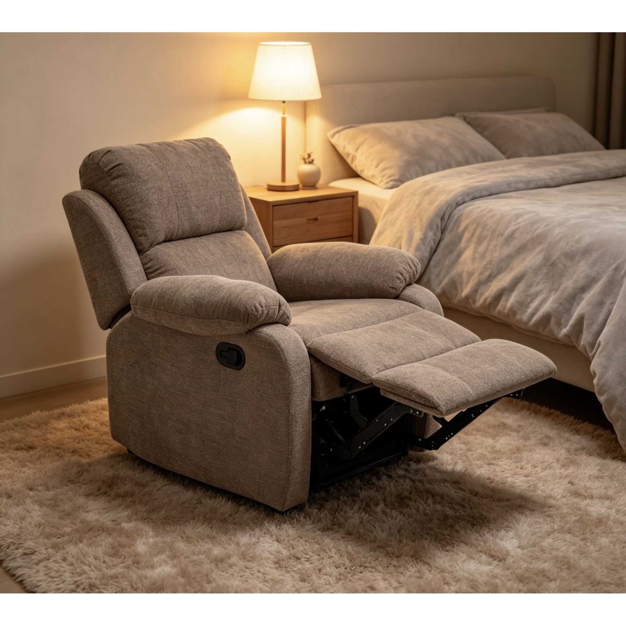 Leumius Recliner Chairs for Living Room, Manual Reclining Chair Single Sofa, Ergonomic Lounge Chair with Rocking Function,400LB Capacity, Adjustable 110°-170° Lounge Chair for Bedroom,Khaki