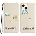 thumbnail image 4 of JTCASES for iPhone 15 Plus Wallet Case, Lovely Cat Pattern PU Leather Shockproof TPU with Card Slots Cash Pocket Magnetic Closure Removeable Wrisr Strap Stand for iPhone 15 Plus, Beige, 4 of 8