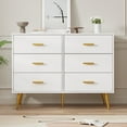 thumbnail image 4 of Commode à 6 Tiroirs avec Espace de Rangement, Commode Moderne en Bois avec Poignées Dorées, Commode avec Tiroirs Profonds pour Chambre, Salon et Entrée, 4 of 7