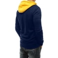 thumbnail image 7 of XIAOCHA Men's Quarter-Zip Hoodies Fleece Loose Color Block Hooded Top Kangaroo Pocket Comfortable Workout Hoodie, 7 of 7
