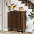 thumbnail image 4 of Tribesigns 6-Tier Shoe Cabinet with Louvered Doors, Wooden Shoe Storage Cabinet, Shoe Organizer Cabinet for Entryway, Hallway (Dark Walnut), 4 of 7