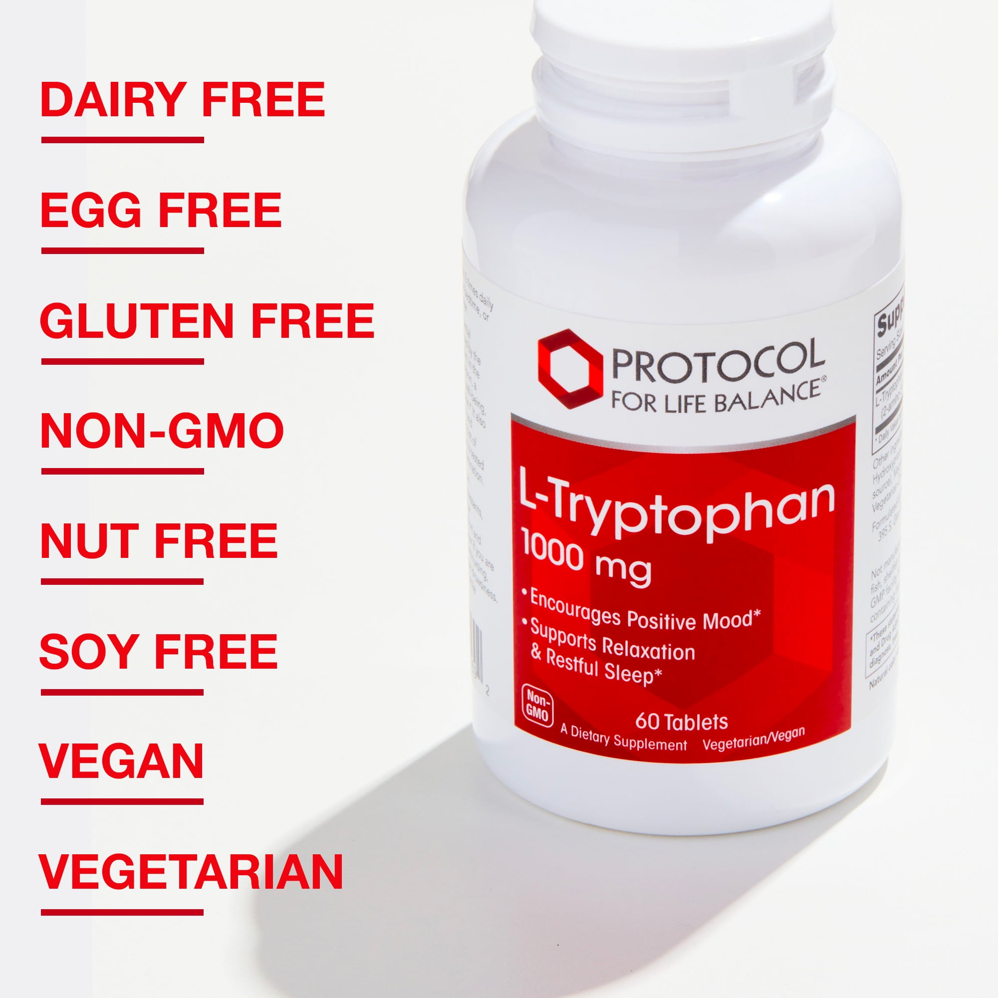 Protocol L-Tryptophan 1000mg - Mood Support, Sleep Support - 60 Tabs