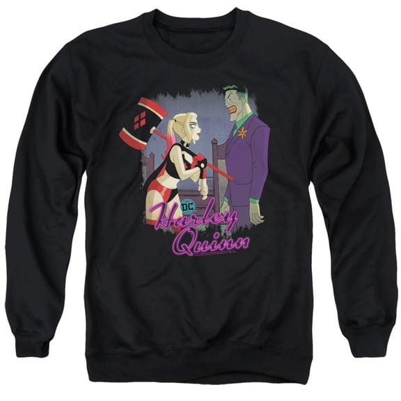 Harley Quinn Animated Series Harley And Mr. J Unisex Adult Crewneck Sweatshirt (2X-Large) Black