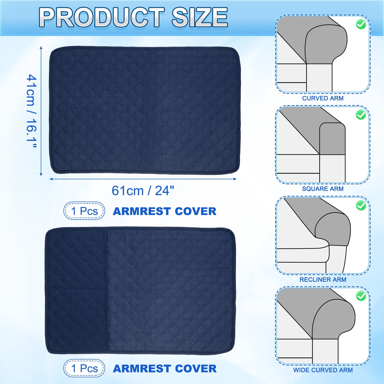 Unique Bargains Furniture Protect Recliner Chair Armchair Covers Navy