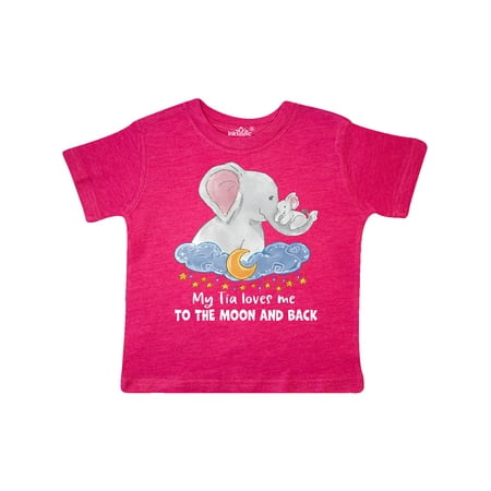 

Inktastic My Tia Loves me to the Moon and Back Elephant Family Gift Toddler Boy or Toddler Girl T-Shirt