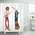 thumbnail image 1 of ZY-suttom Dance of Two Hippies Playing Musical Instruments and Dancing Shower Curtain 66x72 inch, 1 of 1