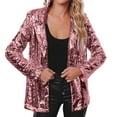 Pink Long Sleeve Fleece Jackets, Sequins Warm Winter Outwear Coats
