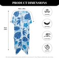 thumbnail image 6 of Xoenoiee Blue Monstera Palm Leaves Print Half Sleeve Kimono Cardigan for Women Plumeria Flower Lightweight Plus Size Open Front Beach Swimsuit Cover Ups Summer Outfits, 6 of 7