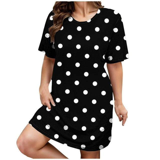Ixbnca Robe T-Shirt à Manches Courtes pour Femmes Grande Taille, Décontractée, Col Ras du Cou, Mini, Ample, Robe de Détente pour Femmes