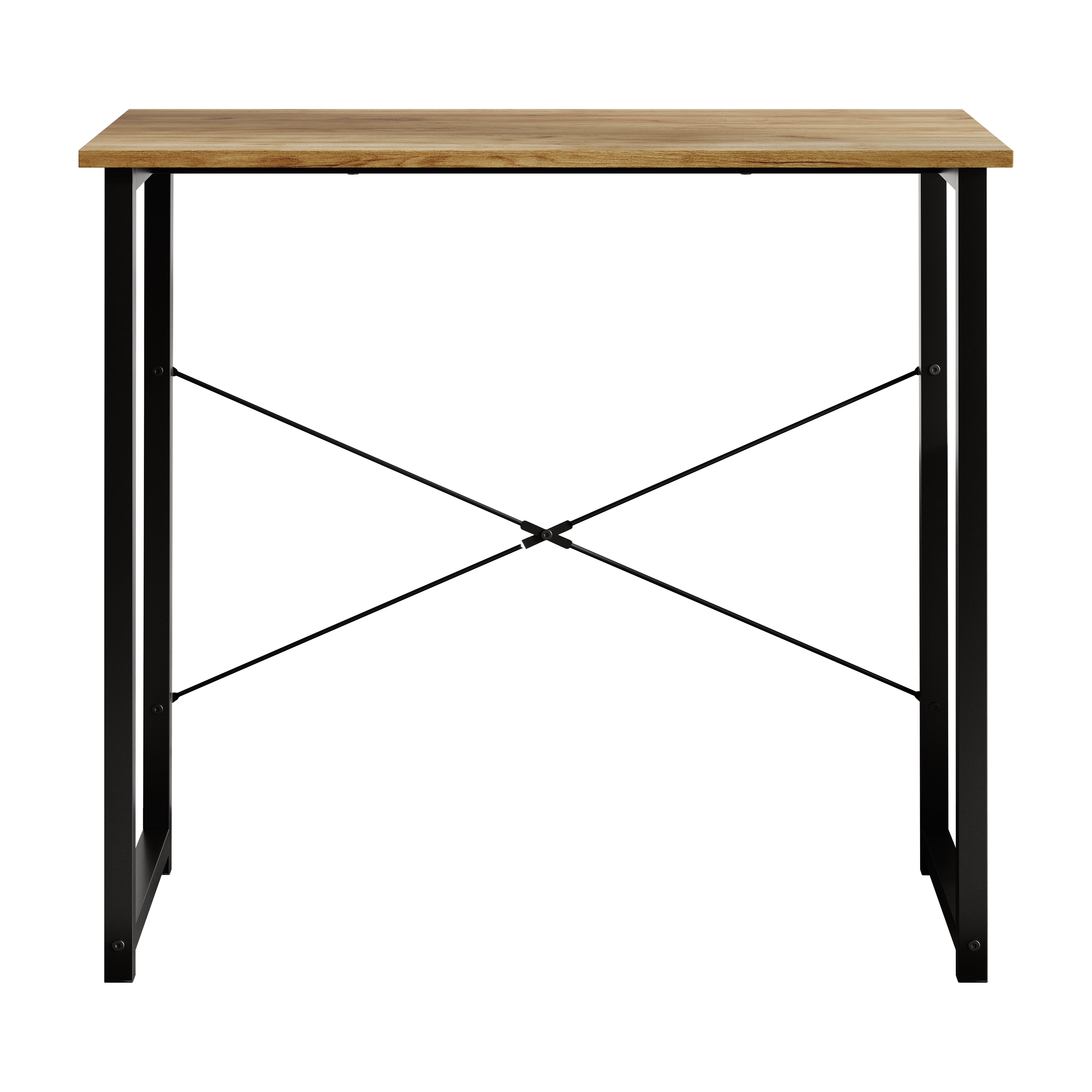 Castle Place Modern 31" Metal Computer Desk, Light Oak