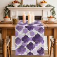 thumbnail image 2 of Purple Moroccan Table Runner, Abstract Gradient Gold Purple Geometric Cotton Linen Kitchen Table Decoration Washable Dining Tabletop Runners for Home Party Decor 13x90 Inches, 2 of 9