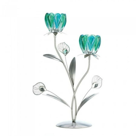 - DOUBLE PEACOCK BLOOM CANDLEHOLDER