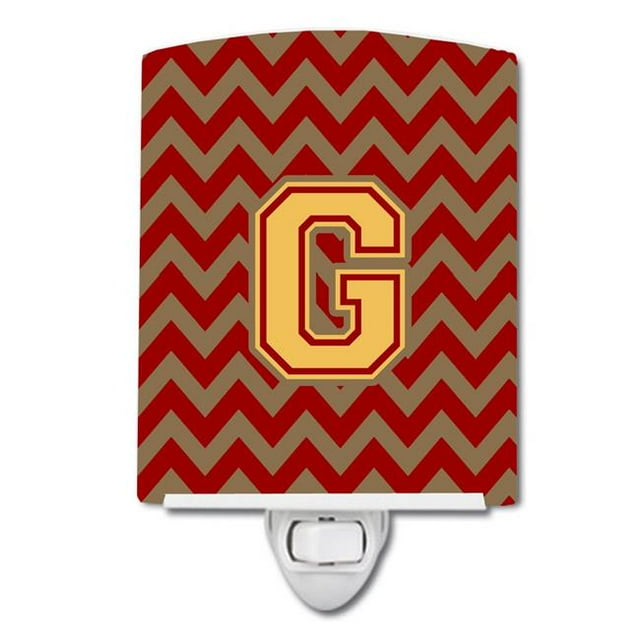 Carolines Treasures CJ1048-GCNL Letter G Chevron Garnet & Gold Ceramic Night Light