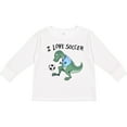 thumbnail image 3 of Inktastic I Love Soccer-dinosaur in Blue Boys or Girls Long Sleeve Toddler T-Shirt, 3 of 5