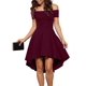 thumbnail image 1 of Vestido skater de cóctel alto y bajo de manga corta con hombros descubiertos para mujer Adepaton CJWUS-4102, 1 of 2