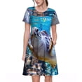 thumbnail image 1 of Bixox Robe d'Été à Manches Courtes pour Femme, Coupe Ample Évasée, Longueur Genou, avec Poches - Nage en Tortue de Mer, 1 of 7