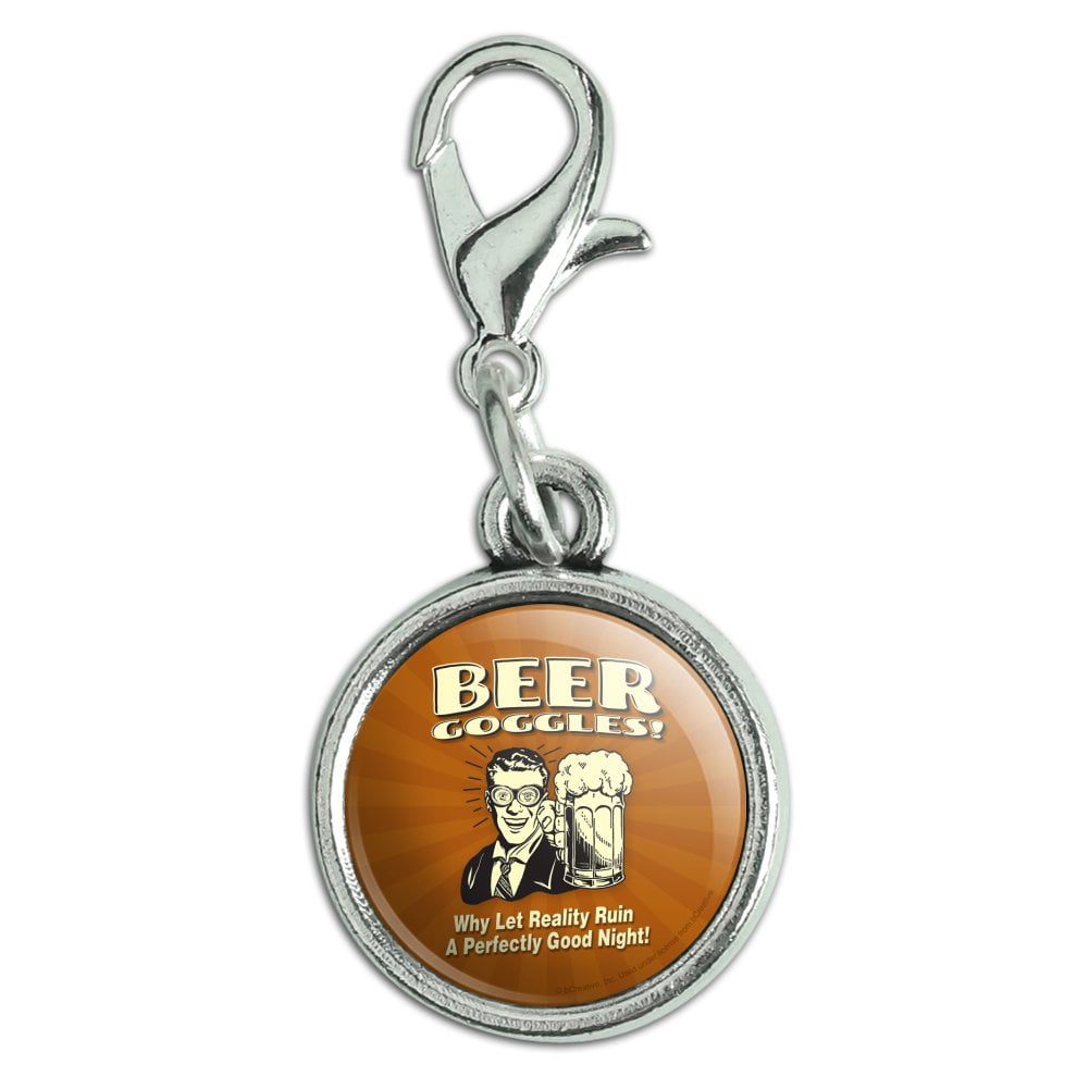 GRAPHICS & MORE Beer Goggles Why Let Reality Ruin Perfectly Good Night Funny Humor Silver Plated Bracelet with Antiqued Charm 