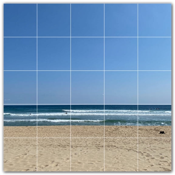 Picture-Tiles.com: Beach Ceramic Tile Wall Mural WAL500058-55S. 21.25"W x 21.25"H using (25) 4.25" x 4.25" Ceramic Tiles-Satin Finish