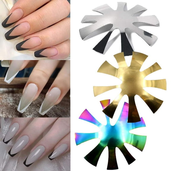 Cheers.US 3Pcs/Set Stainless Steel Nail Art Manicure Edge Trimmer, Easy French Smile Line Cutter Nail Art Acrylic Cutter Tool Kit Nail Manicure Edge Trimmer Diy Plate Module