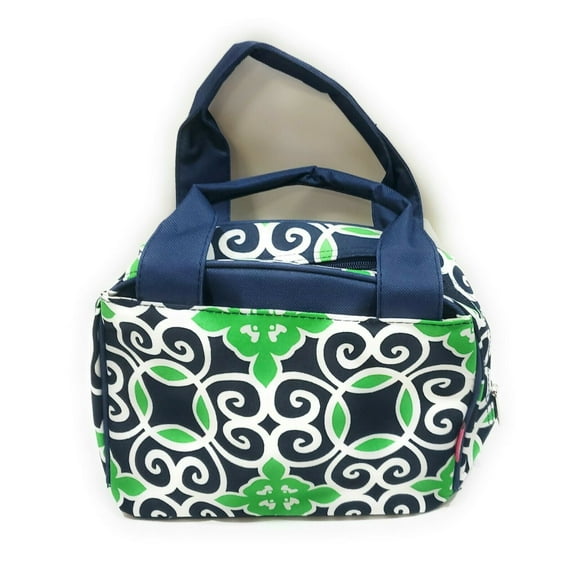Womens Lunchbox Damask Geometric Paisley School Lunch Box Bag Case Green Navy Blue