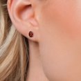thumbnail image 3 of Gem Stone King 14K Yellow Gold Red Garnet Stud Basket Setting Earrings for Women Men (1.80 Cttw, Gemstone January Birthstone, Oval 7X5MM), 3 of 6