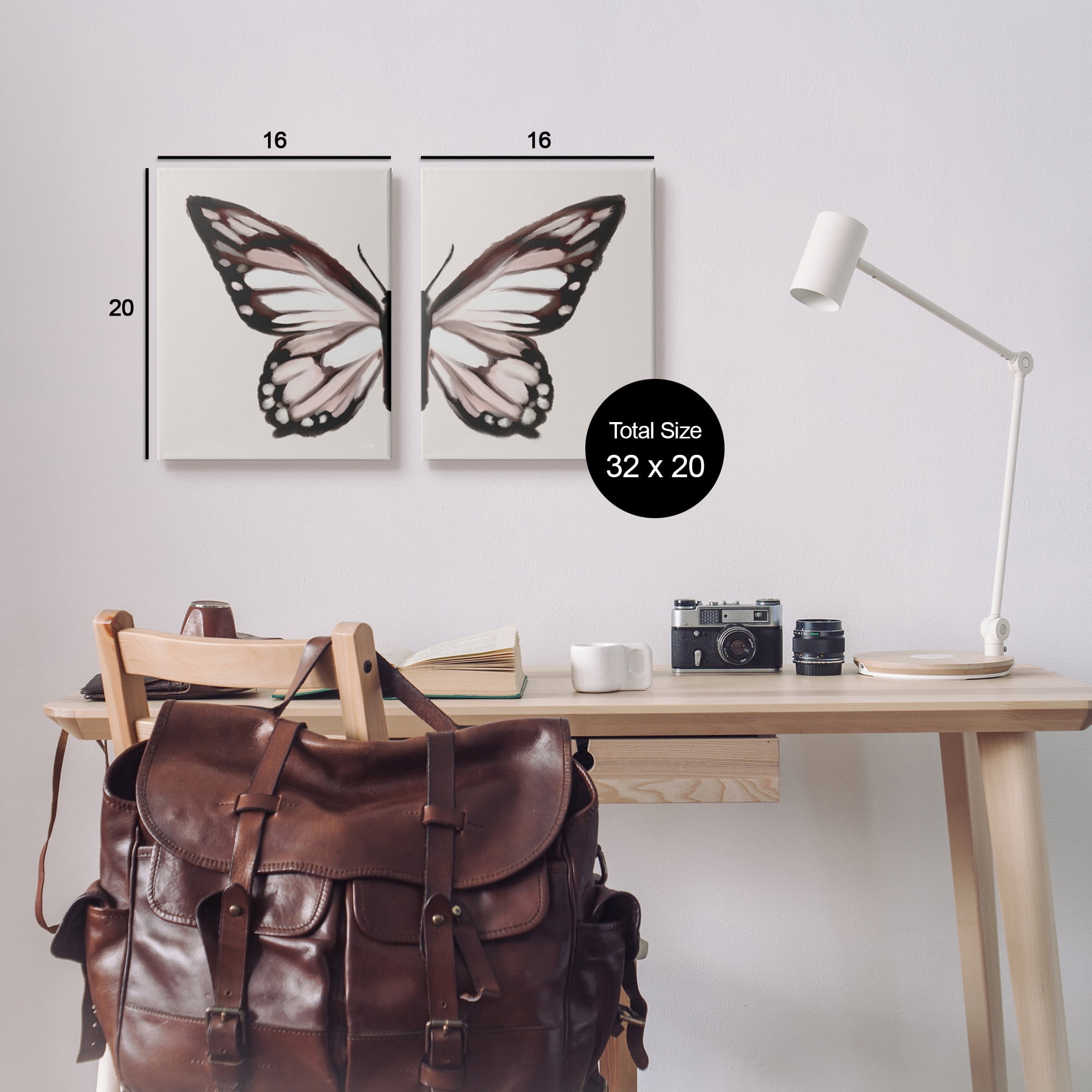 Stupell Muted Symmetrical Butterfly Wings Animals & Insects Painting Gallery Wrapped Canvas Print Wall Art, Set of 2
