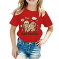 thumbnail image 2 of LYHaoo T-Shirt à Manches Courtes Ample et Décontracté pour Filles, Col Rond, Imprimé à Motif d'Animaux de Dessin Animé, T-Shirts à Col Rond Tailles 6-8 Ans, 2 of 3