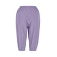 thumbnail image 4 of YYDGH Capri Pants for Women Summer High Waisted Cotton Linen Loose Palazzo Pants Wide Leg Comfy Lounge Pant Trousers Pockets Light Purple S, 4 of 7