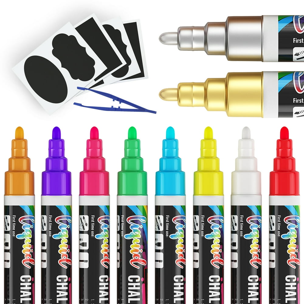 Liquid Chalk Markers for Blackboard - Set of 10 Washable Chalk Pens for ...