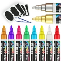 Liquid Chalk Markers for Blackboard - Set of 10 Washable Chalk Pens for Chalkboard Signs Windows Glass Black Board-24 Chalkboard Labels Included - 6mm Reversible Tip