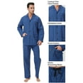thumbnail image 3 of GLOBAL Mens Yarn Pajama Set 100% Cotton, Long Sleeve Button Down PJ Set for Men Plaid Men's Sleepwear, Sizes S-3XL, 3 of 6