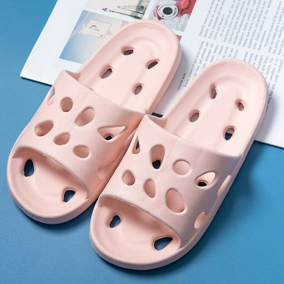 Nvzi-a Slippers for Women and Men Non Slip Quick Drying Shower Slides Bathroom Sandals ，Ultra Cushion ，Thick Sole（Size：40-41，Pink）