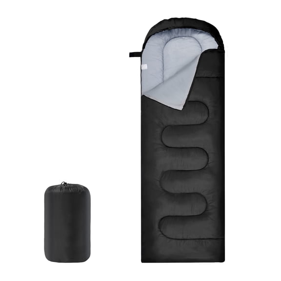 Tesleader Camping Sleep Bags for Adults & Kids, Lightweight Compact Sleep Bag, 3 Season, 0.9kg, Black