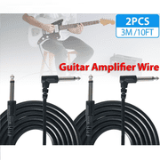 2-Pack 10FT 1/4 Inch Right Angle Guitar Cable, Professional 90 Degree Angled 6.35mm TRS Jack to Straight Plug Audio Cord for Amplifier, Mixer, Studio Monitor & DJ Equipment