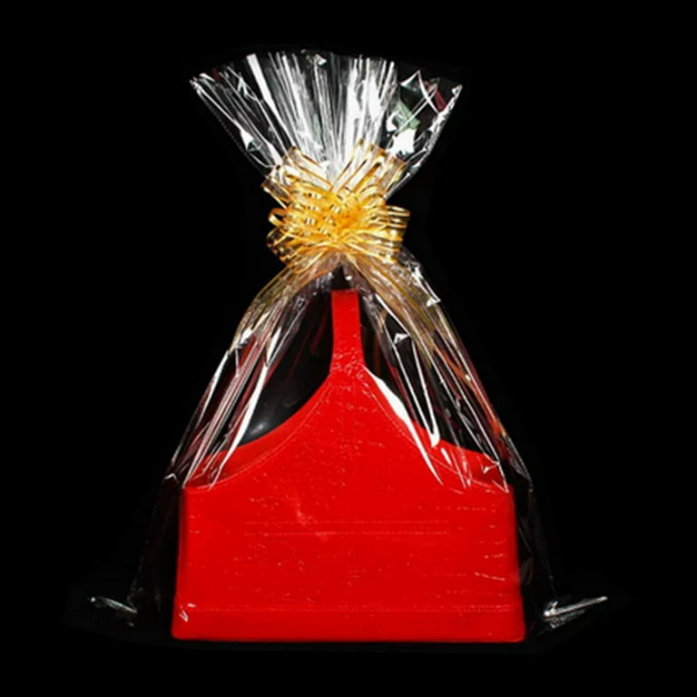 Labeol Bolsas de celofán transparente, 100 unidades, bolsas de regalo  transparentes con parte inferior reforzada, bolsas de regalo con lazos, 8 x  11