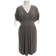 Women's Plus Cinched-Sleeve V-Neck Jersey Dress