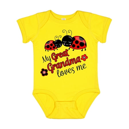 

Inktastic My Great Grandma Loves Me with Cute Ladybugs Boys or Girls Baby Bodysuit
