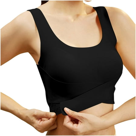 Bigersell Deep V Bra Cotton Bras for Women Bralette Bra Balconette Bra Style B71 Bra for Backless Dresses Women Back-Smoothing Bra Feature Wireless Bra Hook & Eye Bra Closure   Black M