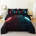 thumbnail image 2 of URBONUR 6Pcs Red Teal Boys Comforter Set Twin Size Game Bed in A Bag Lightning Gamepad Kids Bedding Set with Sheets(Red Teal Twin), 2 of 8