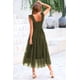 thumbnail image 2 of Vestido PRETTYGARDEN de tul midi sin mangas con volantes verde militar S, 2 of 9