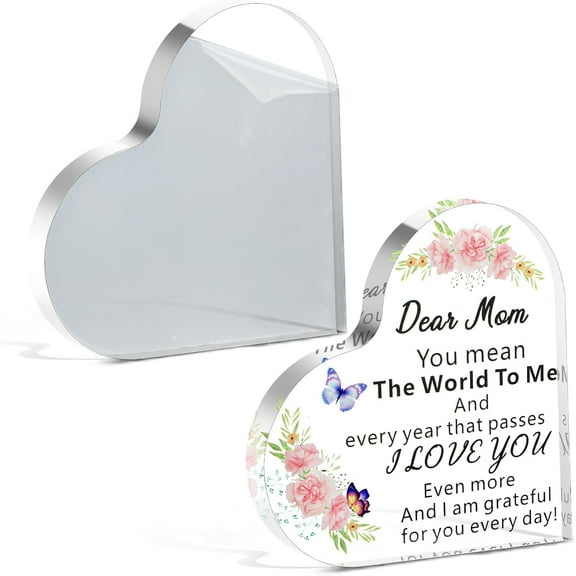 2 Pack Blank Acrylic Signs DIY Clear Acrylic Sheets Blank Acrylic Signs for Mom Sister Friend Coworker Heart Shaped Desk Decor for Reception Table Decoration Party Centerpiece