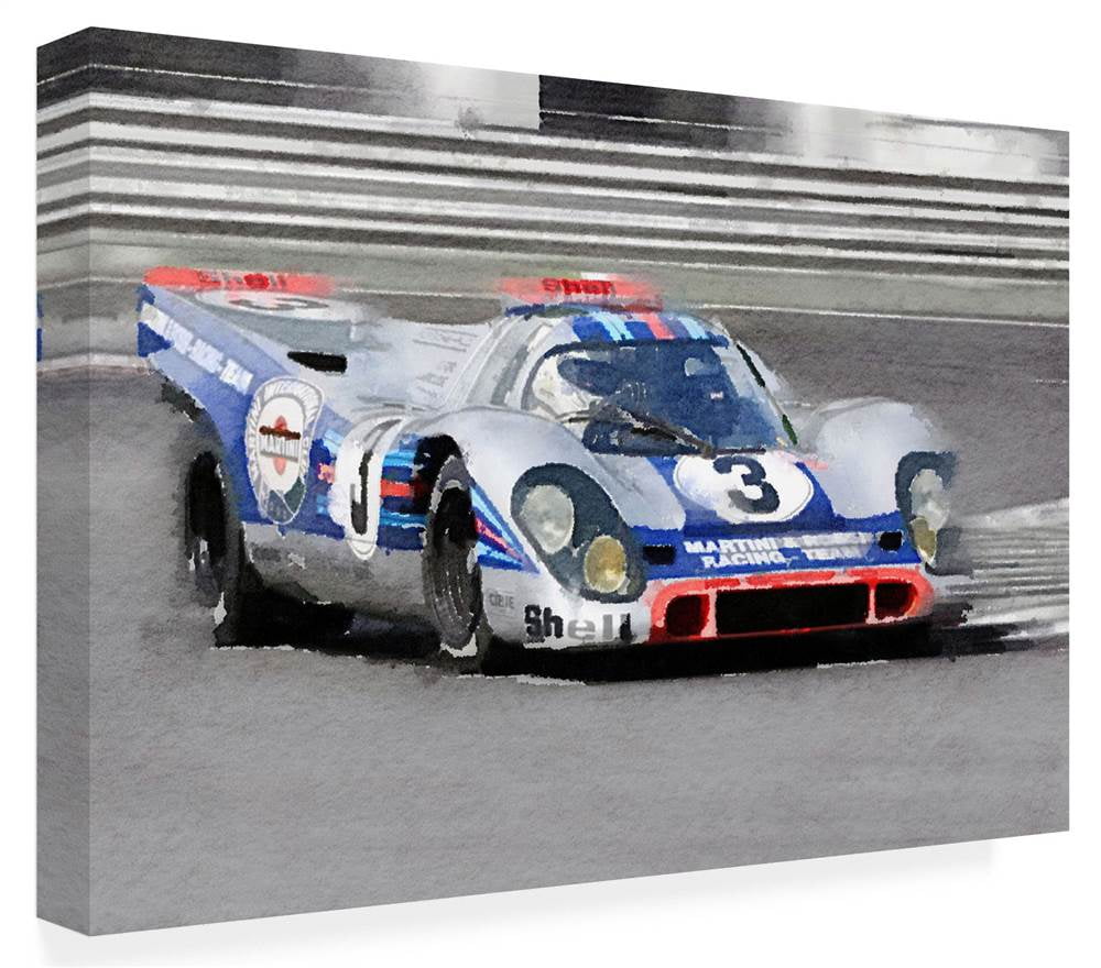 NAXART 'Porsche 917 Martini Rossi Watercolor' Canvas Wall Art (Small